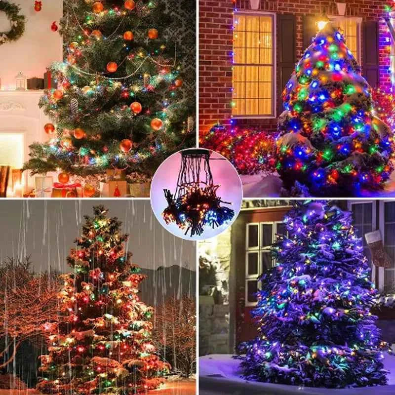 Guirlande lumineuse arbre Noël avec anneau lumineux LED pour décorations de sapin de Noël, lumières suspendues à basse pression pour fêtes de Noël