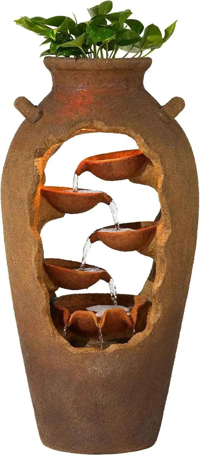 Fontaine Cascade Urne Extérieure avec Lumière LED