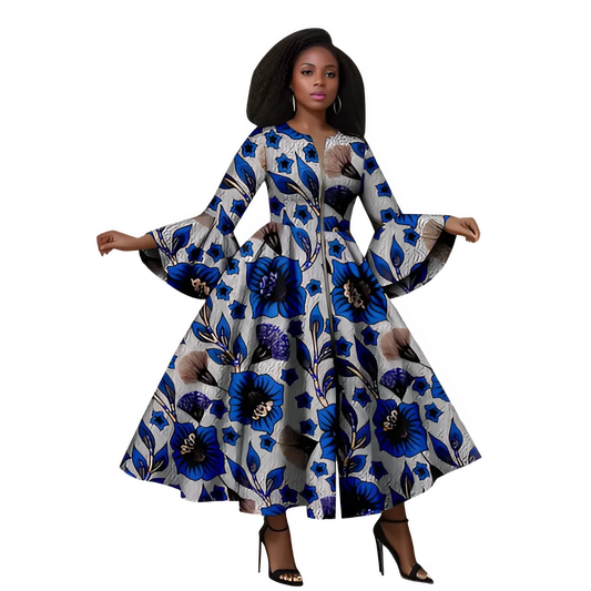 Robe Maxi Élégante en Imprimé Africain