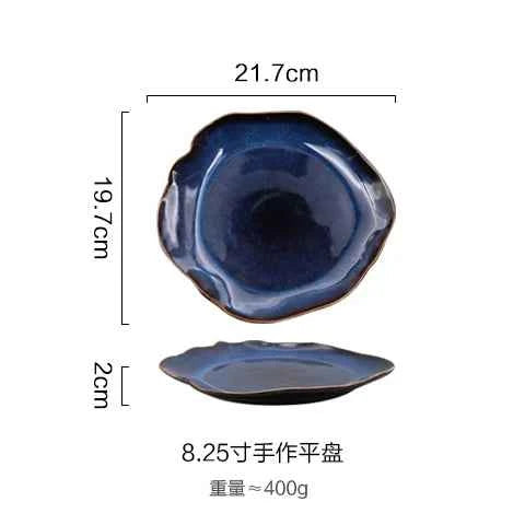 KINGLANG NEW Japanese Ceramic Food Dish Flat Plate Pottery Irregular Dish Dinnerware Dropshipping Wholesale Dishes
