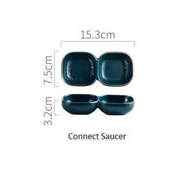 Tableware Set High Fashion Retro Green Nordic Ceramic Dinnerware Set Bowl Plate Soup Bowl Tray Set Flatware Dinner Kitchen