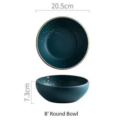 Tableware Set High Fashion Retro Green Nordic Ceramic Dinnerware Set Bowl Plate Soup Bowl Tray Set Flatware Dinner Kitchen