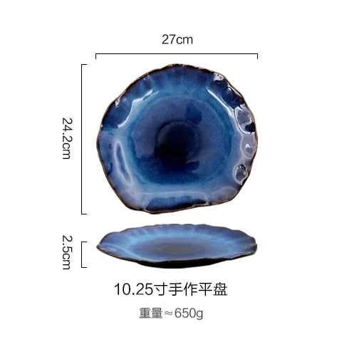 KINGLANG NEW Japanese Ceramic Food Dish Flat Plate Pottery Irregular Dish Dinnerware Dropshipping Wholesale Dishes