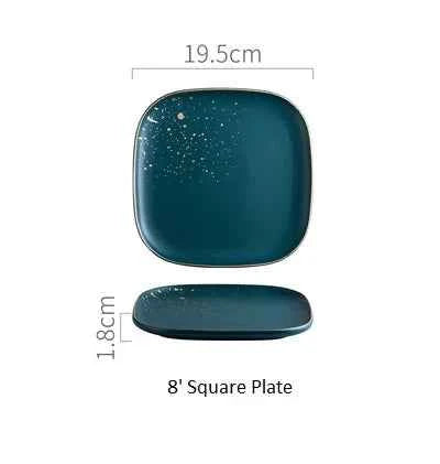 Tableware Set High Fashion Retro Green Nordic Ceramic Dinnerware Set Bowl Plate Soup Bowl Tray Set Flatware Dinner Kitchen