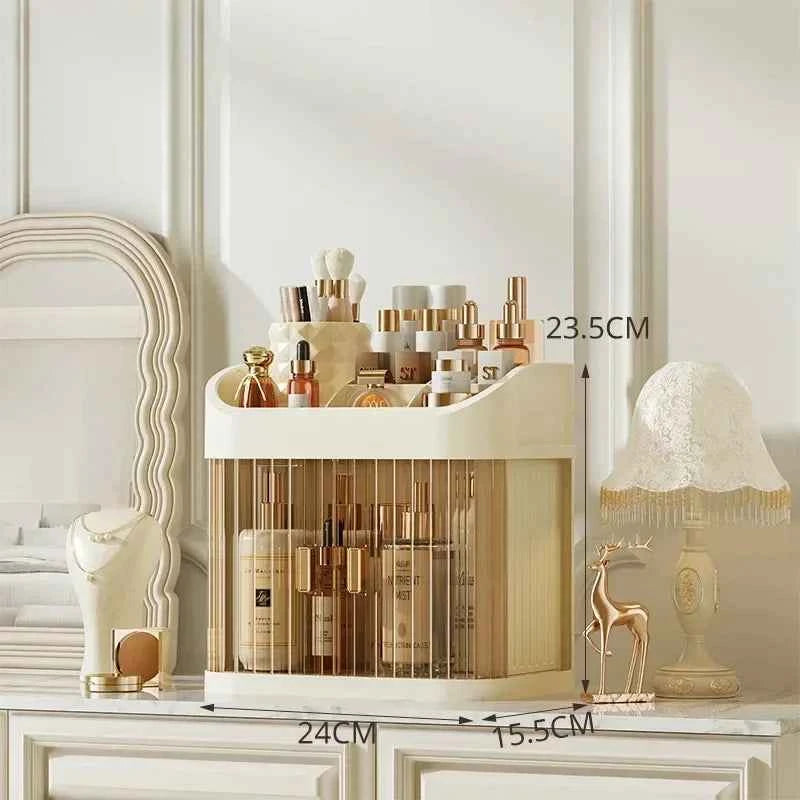 Boîte de rangement maquillage anti-poussière - Organisateur cosmétique pour bijoux et vernis à ongles, contenant de maquillage pour bureau