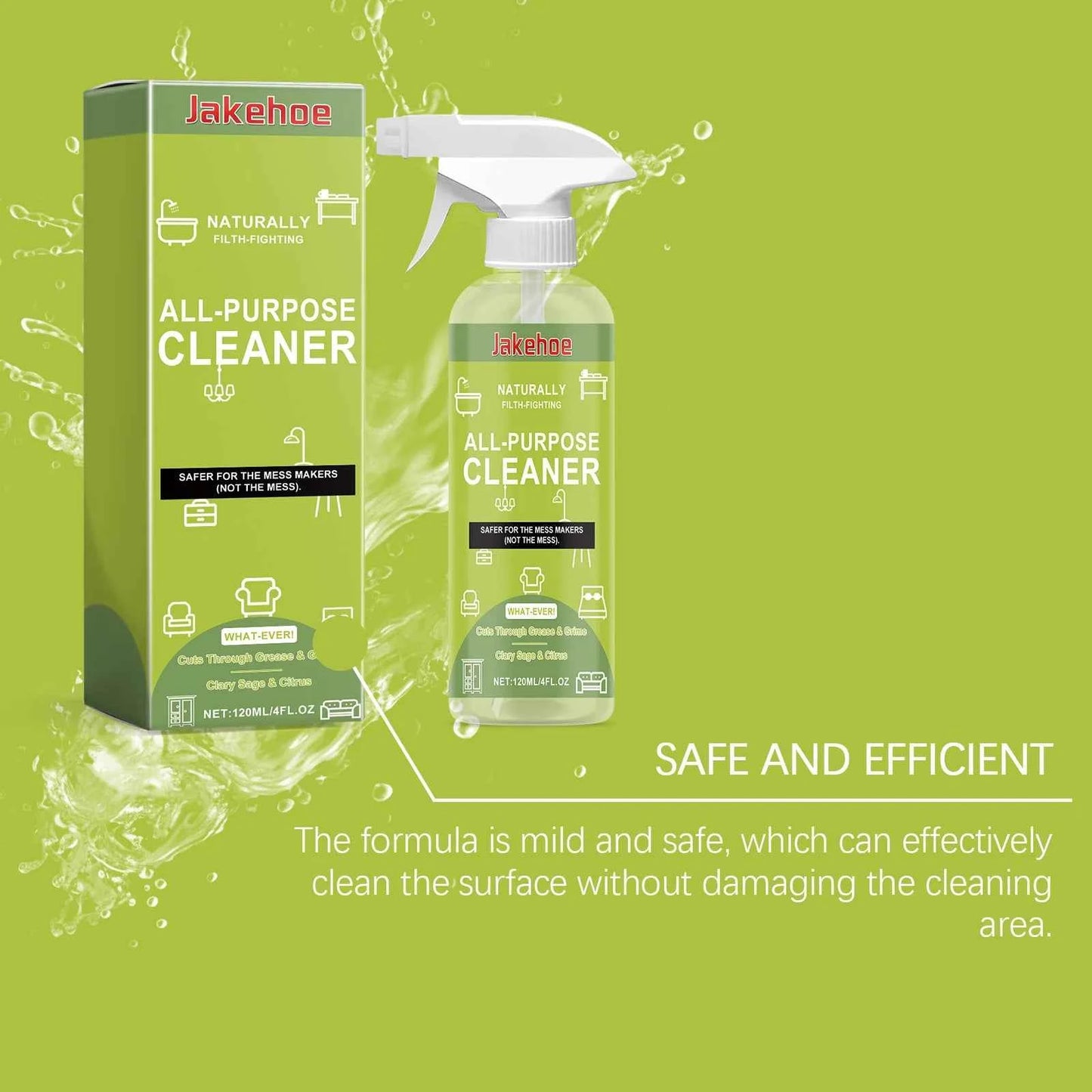 Jakehoe All Purpose Cleaner Spray Multi-Purpose Disinfecting Spray Kitchen & Bathroom Countertop Stain Cleaner