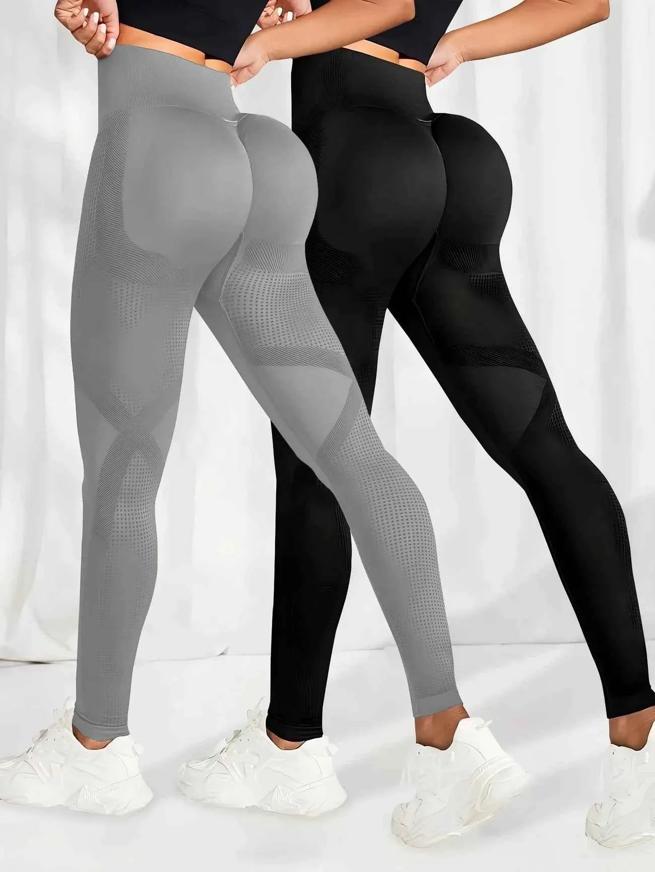 Leggings de Yoga Taille Haute Élastiques 2pcs