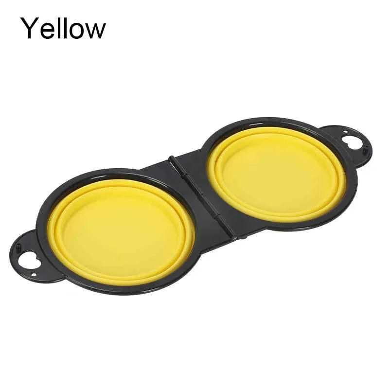 2 In 1 Dog Bowl Portable Folding Pet Double Bowl Collapsible Silicone Water Bowls for dog outdoor travel cat dog feeding bowl