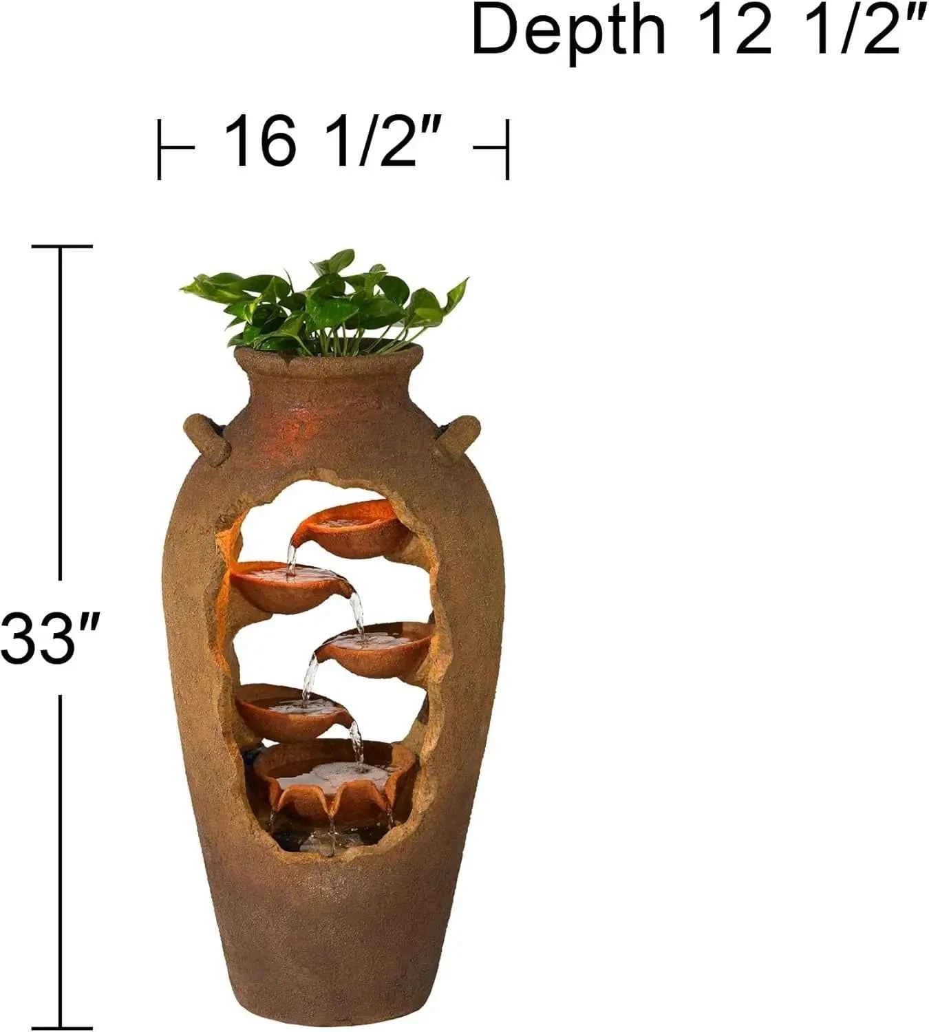 Fontaine Cascade Urne Extérieure avec Lumière LED