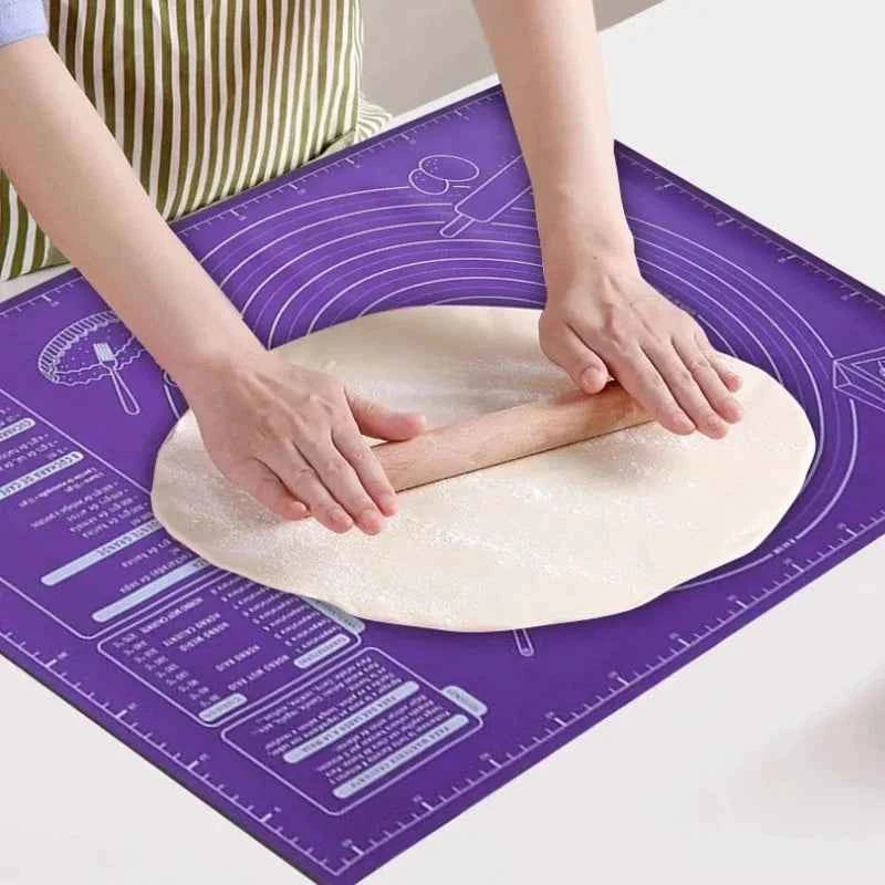Tapis de cuisson en silicone pour étaler la pâte avec mesures - Tapis antiadhésif pour la cuisson de biscuits et de pain