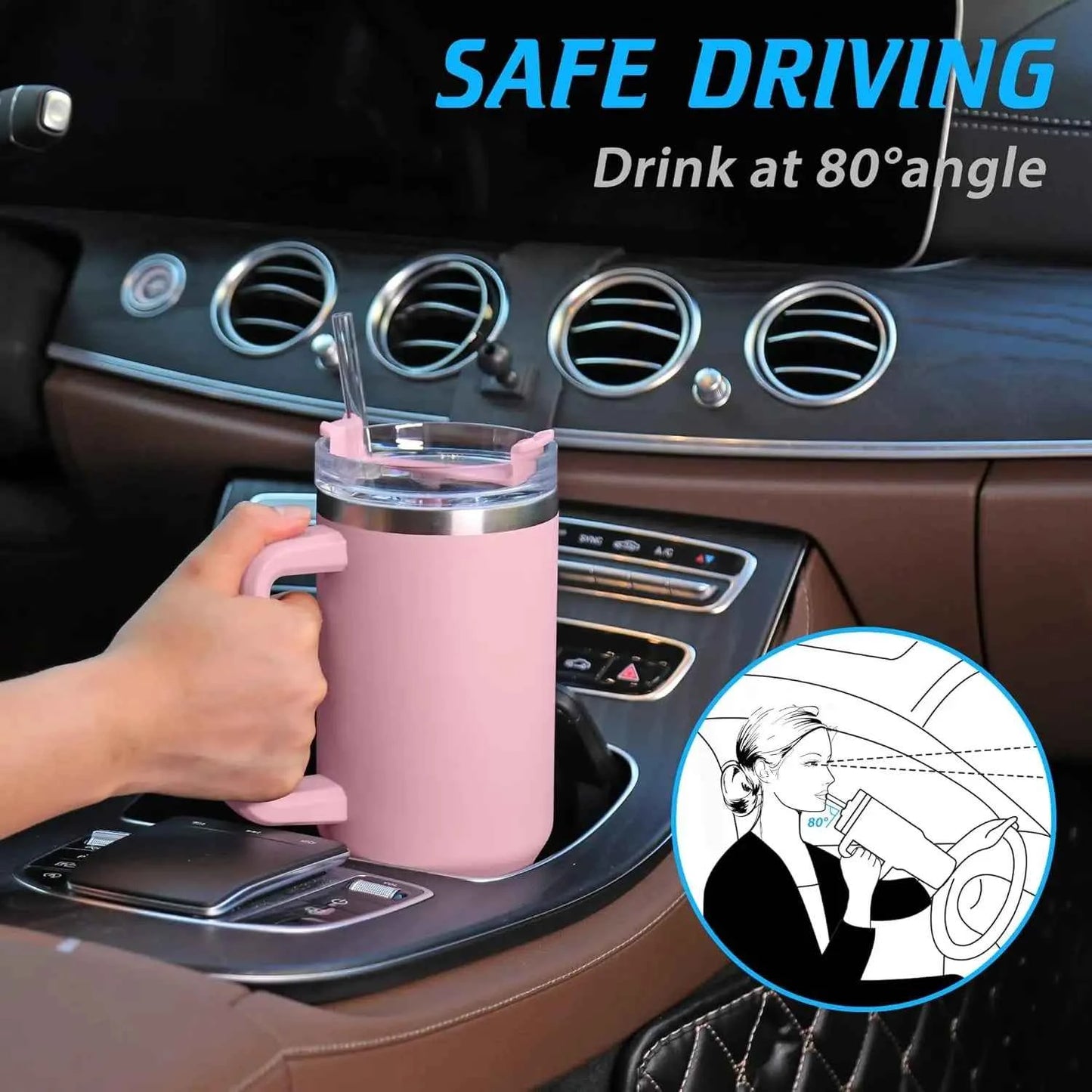 Personalized Tumbler With Engraved Name Custom 40Oz Tumbler With Handle Birthday Gifts For Women Cup Gifts Coffee Tumbler