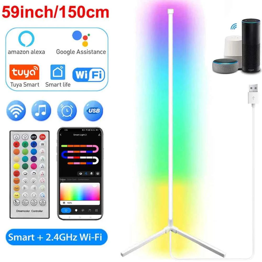 Living Room Corner Floor Lamp 150 Tuya LED Smart RGB Mood Light for Bedroom Nordic Home Decor Table Lamp Interior Stand lighting