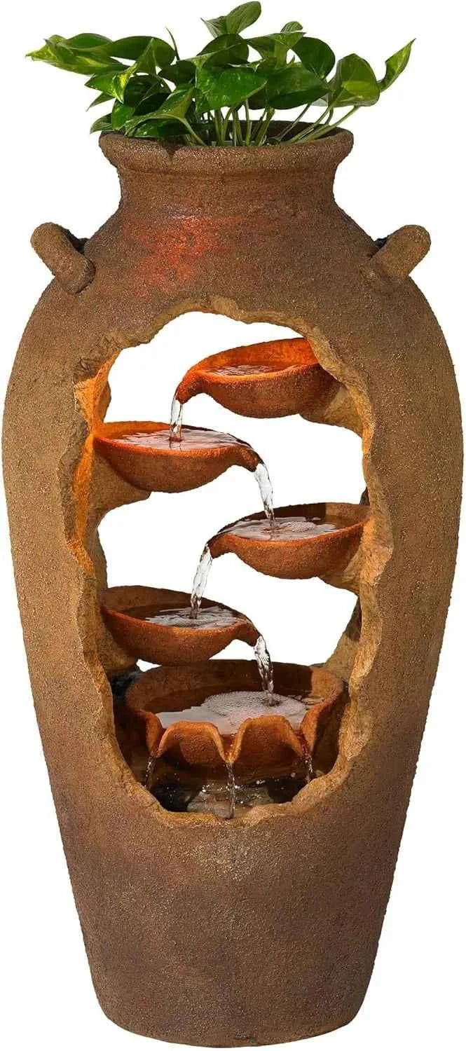 Fontaine Cascade Urne Extérieure avec Lumière LED