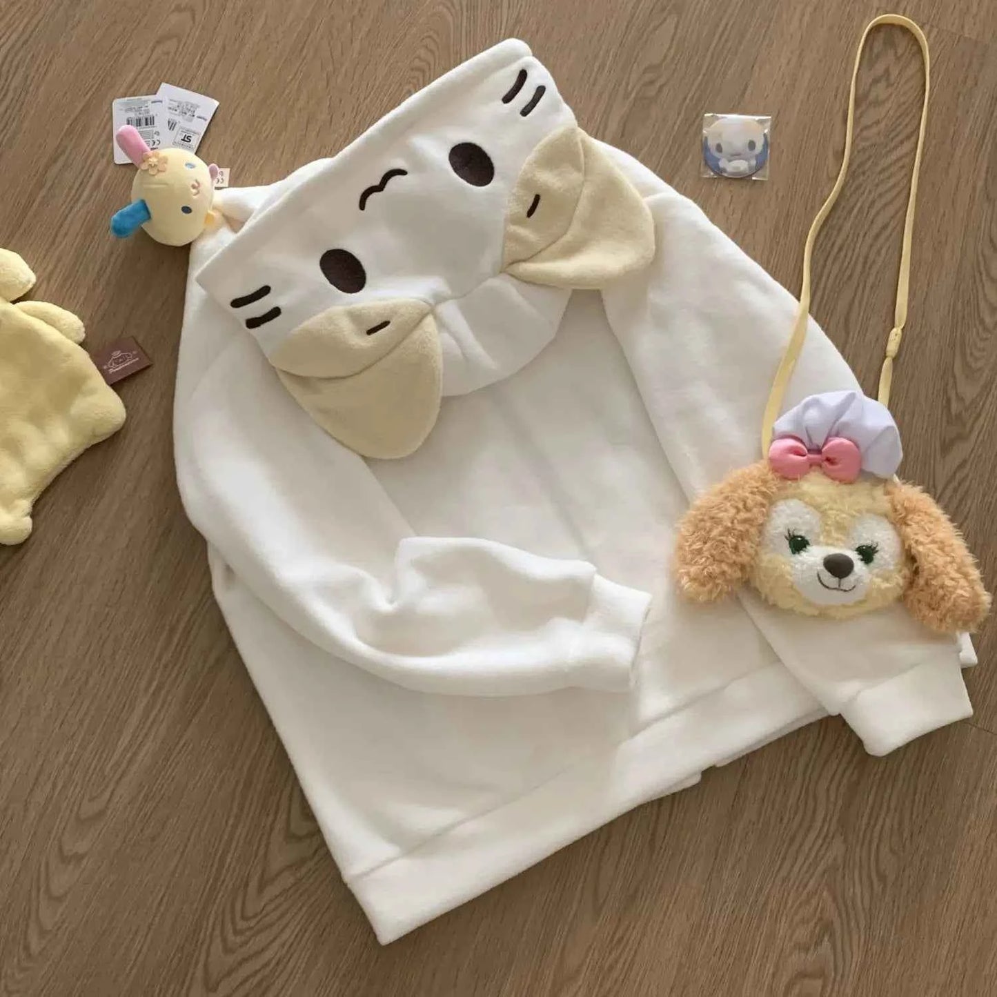 hoodie à fermeture éclair bébé oversized Harajuku  style Y2K avec broderie cartoon