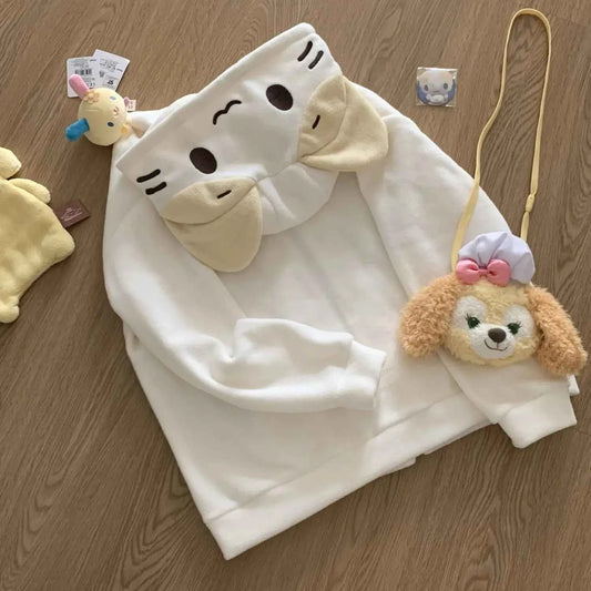 hoodie à fermeture éclair bébé oversized Harajuku  style Y2K avec broderie cartoon