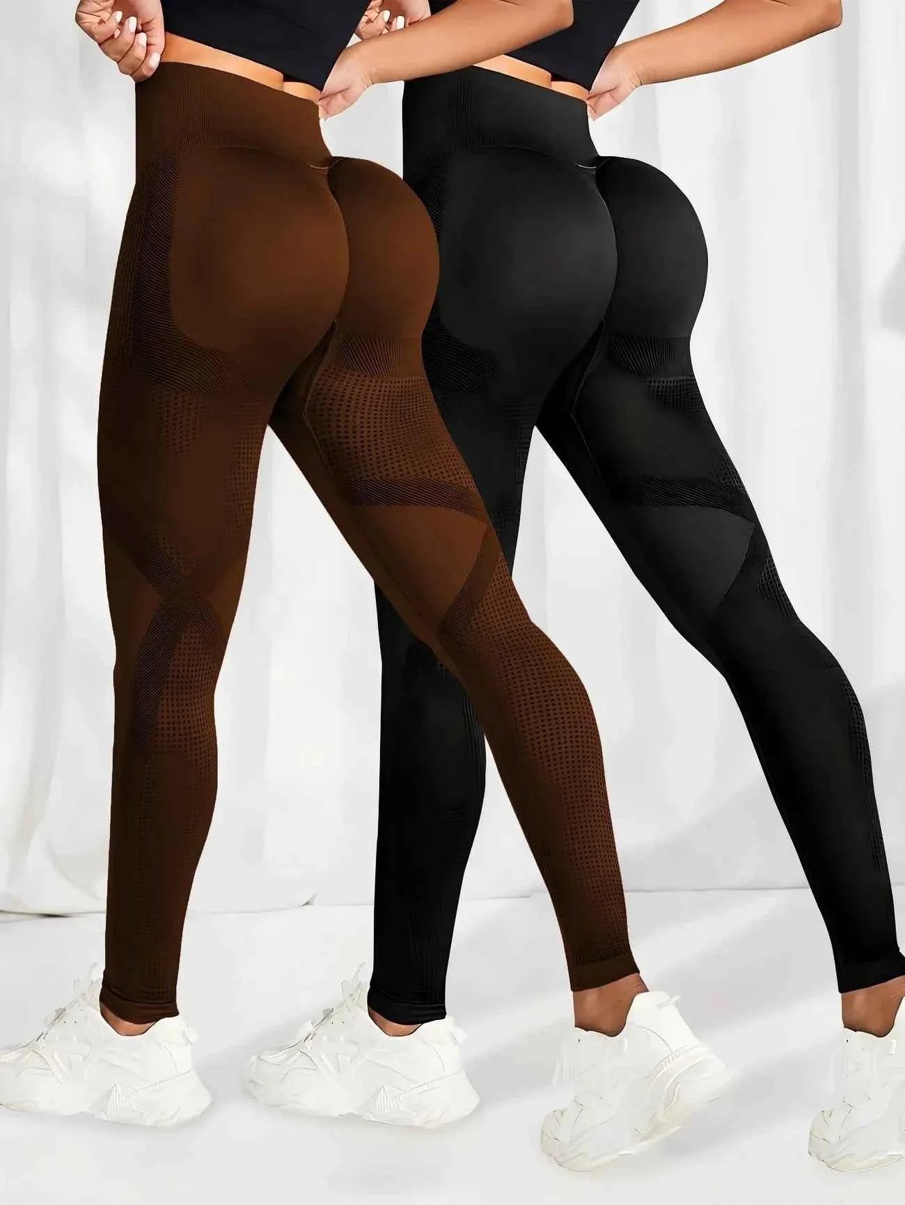 Leggings de Yoga Taille Haute Élastiques 2pcs