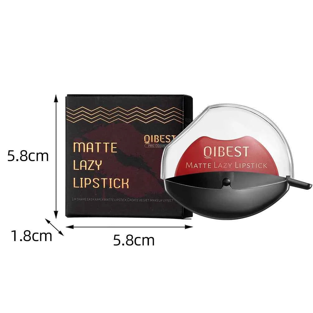 QIBEST Lazy Lipstick Long Lasting Makeup Lip-shaped Lipstick Velvet Matte Moisturizing Lip Gloss Waterproof Nude Lazy Lipstick