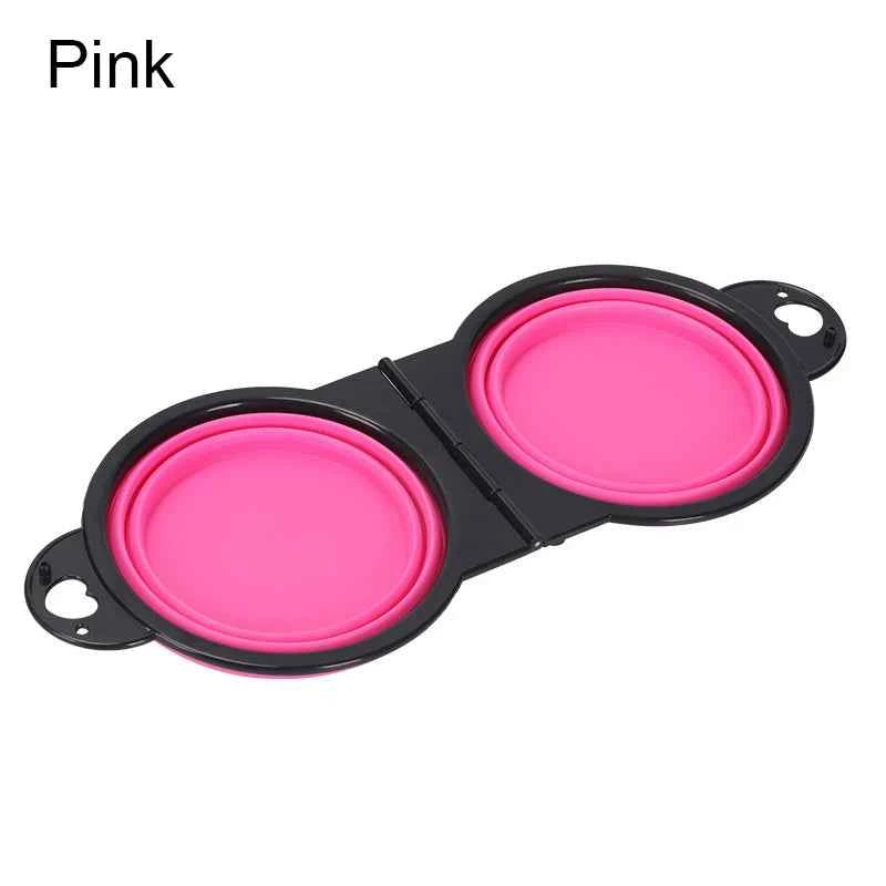 2 In 1 Dog Bowl Portable Folding Pet Double Bowl Collapsible Silicone Water Bowls for dog outdoor travel cat dog feeding bowl