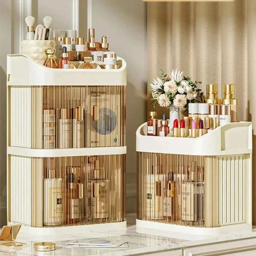 Boîte de rangement maquillage anti-poussière - Organisateur cosmétique pour bijoux et vernis à ongles, contenant de maquillage pour bureau