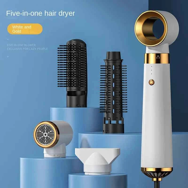 Multi functional hair dryer 5-in-1 hot air comb straight hair comb negative ion hair care curling iron hair dryer styling