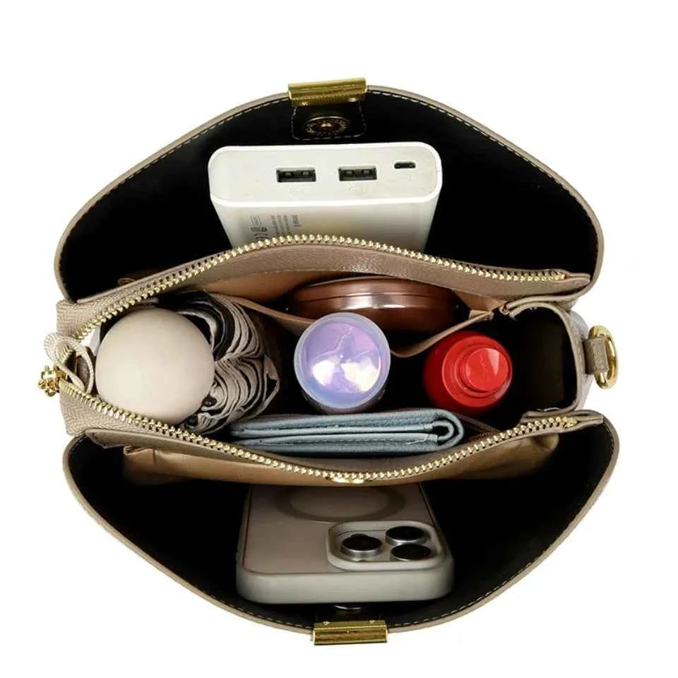 High-quality Pu Leather Bucket Shoulder Bags Tote for Women Handbags With Two Strap Luxury Handbags Women Hand Bags Designer