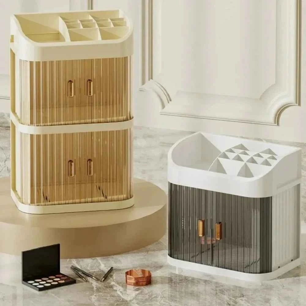 Boîte de rangement maquillage anti-poussière - Organisateur cosmétique pour bijoux et vernis à ongles, contenant de maquillage pour bureau