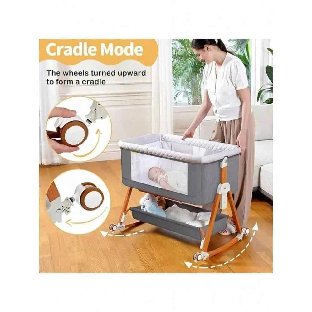 Berceau 3 en 1 pour bébé kmaier 2025, lit réglable en hauteur 6 sections, berceau portable pliable et berceau latéral - Gris clair