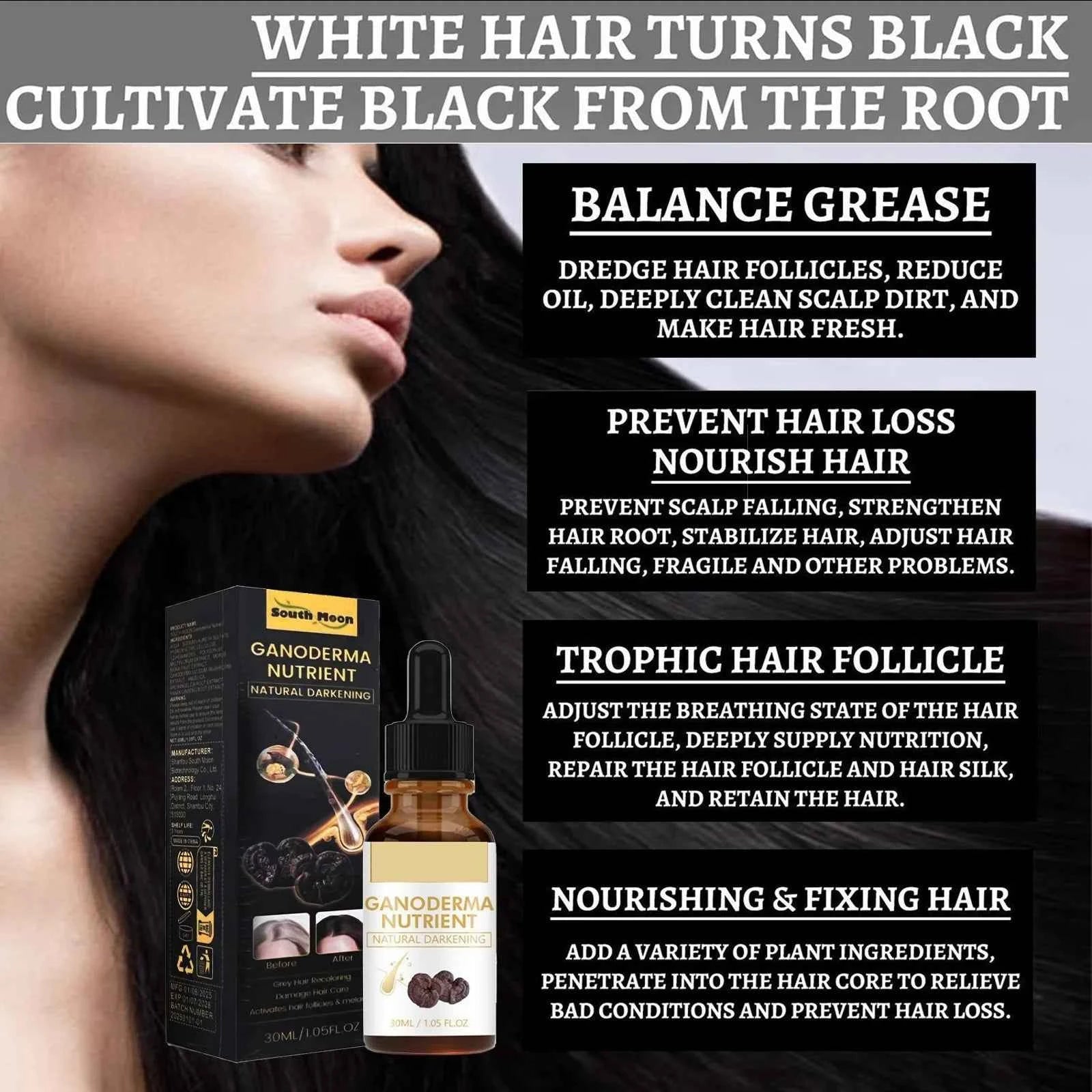 Gray Hair Serum, Natural Hair Darkening Serum, Ganoderma Nutrients, Natural Darkening, Organic Hair Nutrients, Gray Serum, 30ml