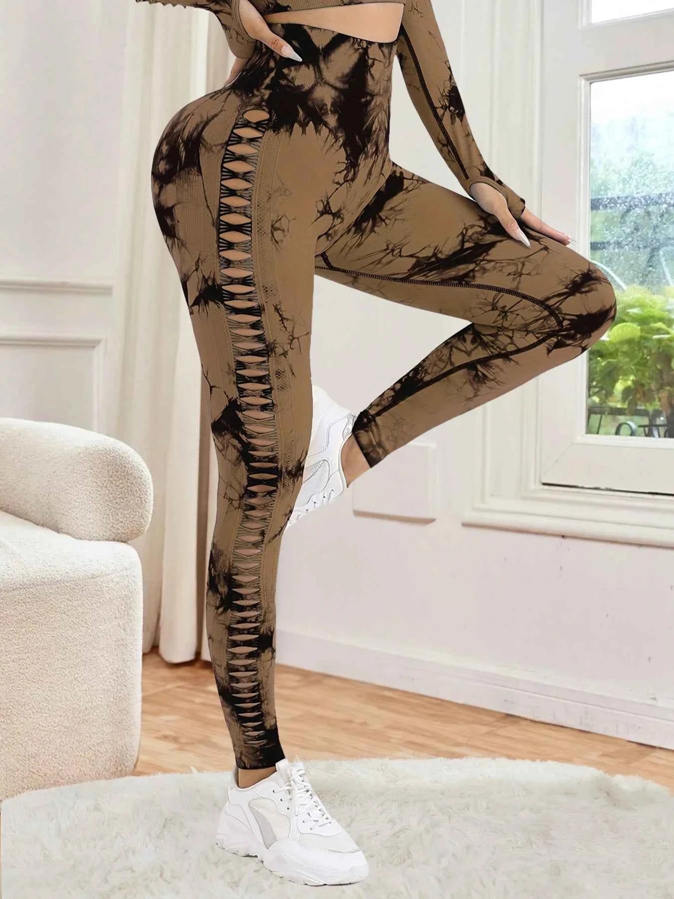 Leggings de yoga tie-dye haute taille