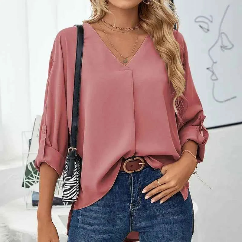 Solid Casual Loose Blouses For Women Fashion 2025 Autumn Vintage Women's Oversized Shirts And Blouses Elegant Youth Female Tops