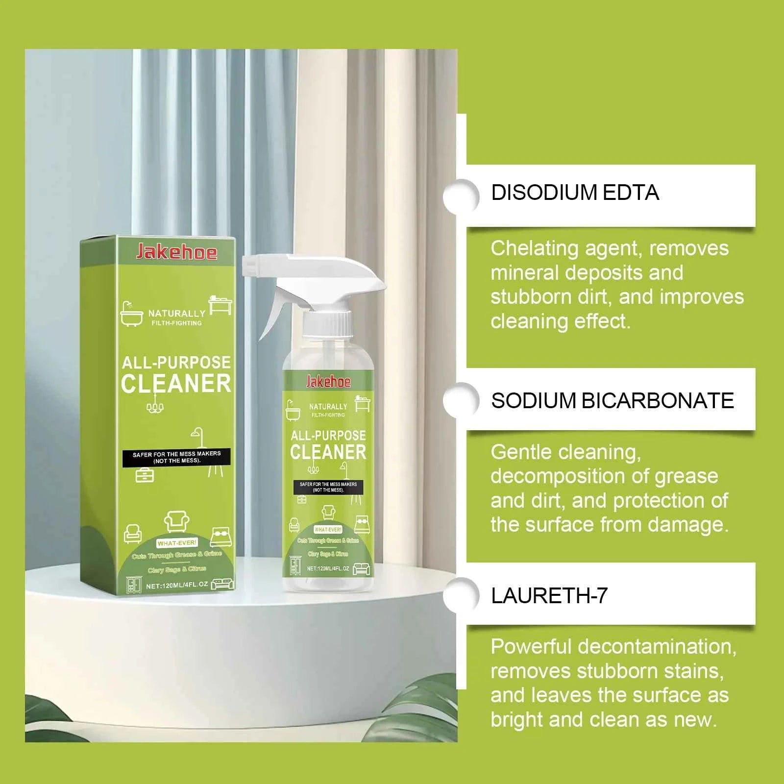 Jakehoe All Purpose Cleaner Spray Multi-Purpose Disinfecting Spray Kitchen & Bathroom Countertop Stain Cleaner