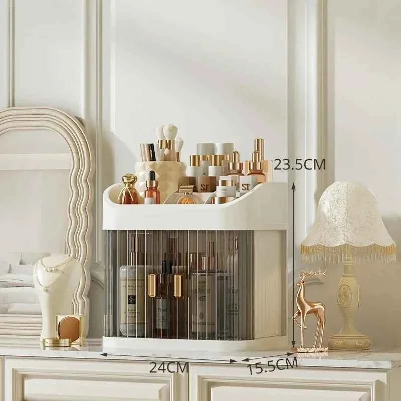 Boîte de rangement maquillage anti-poussière - Organisateur cosmétique pour bijoux et vernis à ongles, contenant de maquillage pour bureau