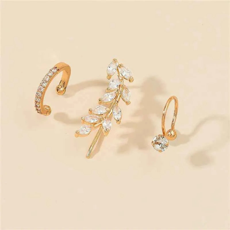 Boucles d'oreilles bohémiques sans piercing FTCY avec cristaux en rhinestones - Clip tendance pour femmes