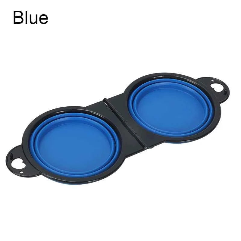 2 In 1 Dog Bowl Portable Folding Pet Double Bowl Collapsible Silicone Water Bowls for dog outdoor travel cat dog feeding bowl
