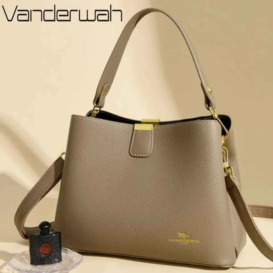 High-quality Pu Leather Bucket Shoulder Bags Tote for Women Handbags With Two Strap Luxury Handbags Women Hand Bags Designer