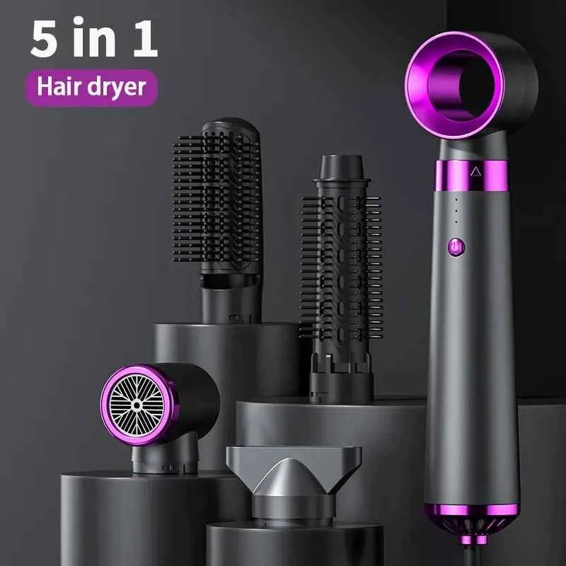 Multi functional hair dryer 5-in-1 hot air comb straight hair comb negative ion hair care curling iron hair dryer styling