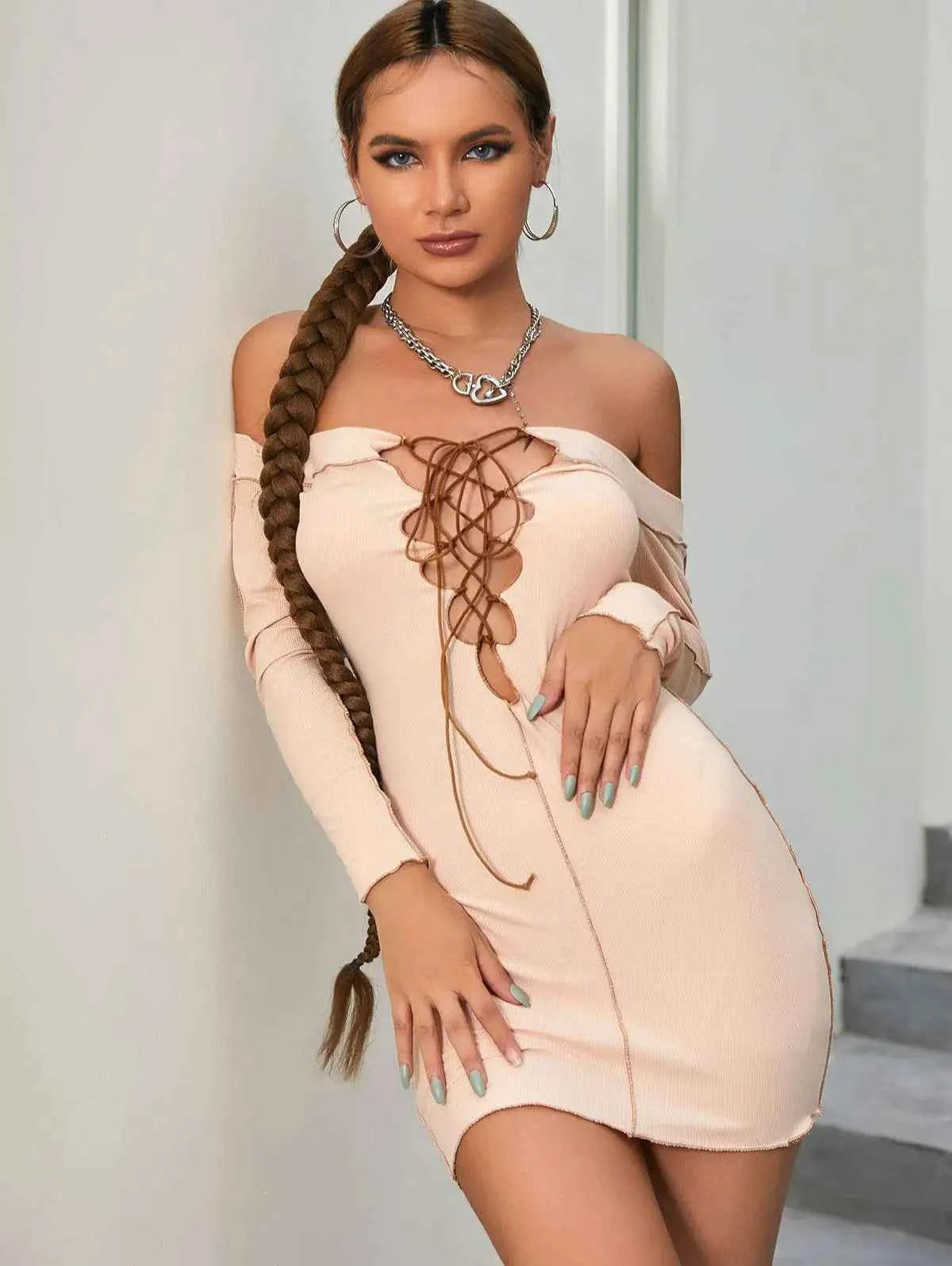 Robe Mini Sexy à Lacets pour Cocktail