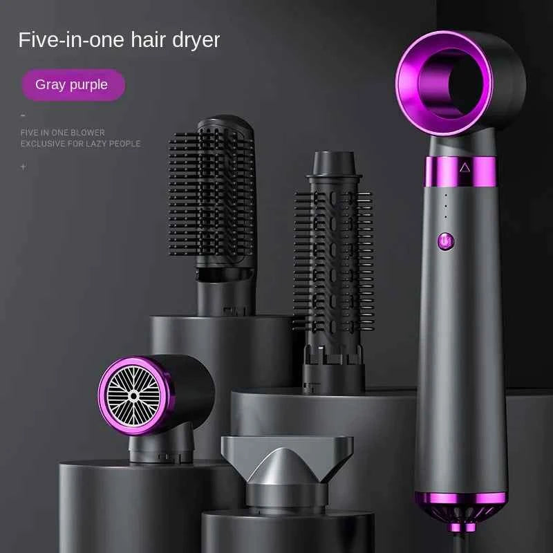 Multi functional hair dryer 5-in-1 hot air comb straight hair comb negative ion hair care curling iron hair dryer styling