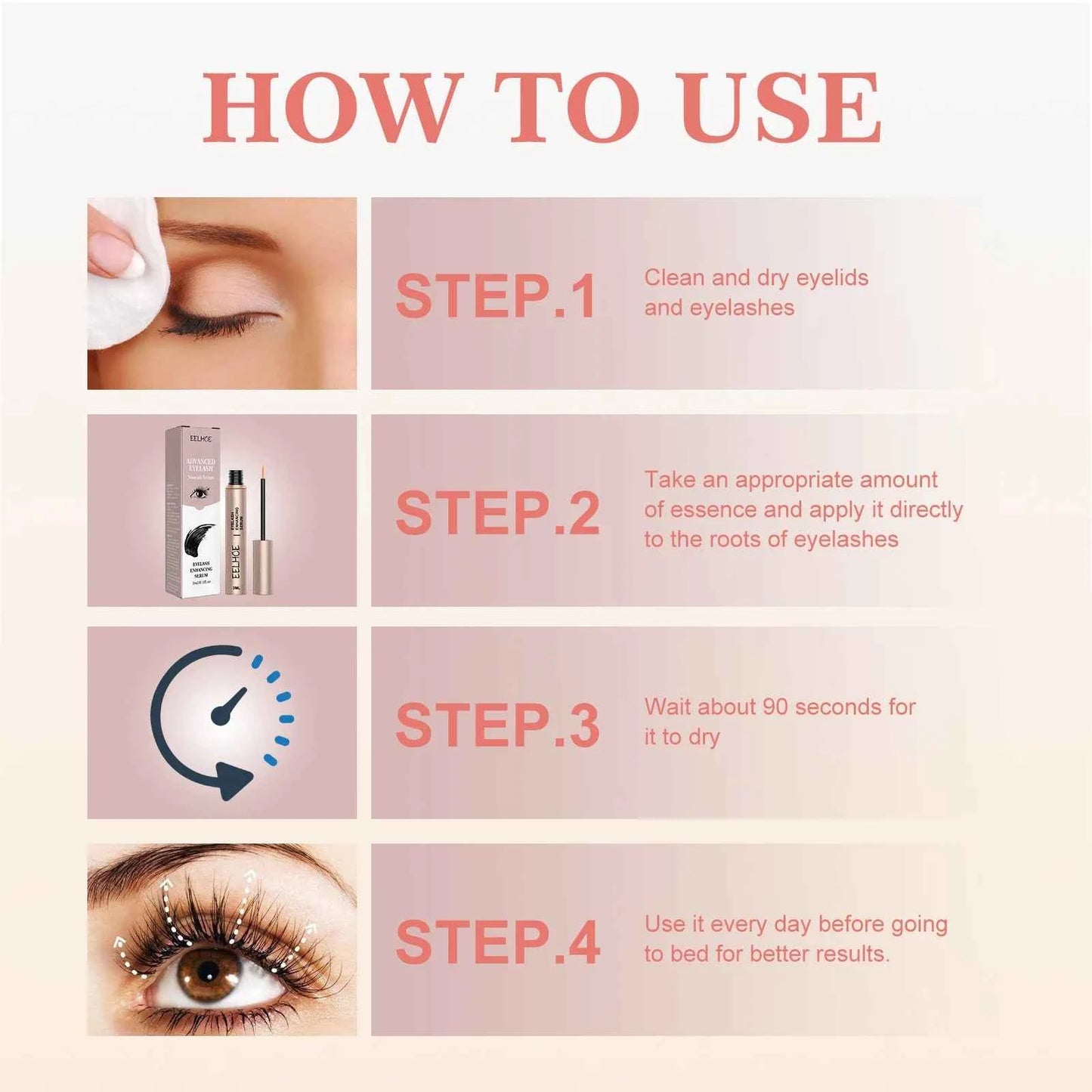 EELHOE 7 Days Eyelash Enhancer Serum Lengthening Eyelashes Curl Thicken Natural Eyelashes Deep Nourishing Eyelash Serum Growth