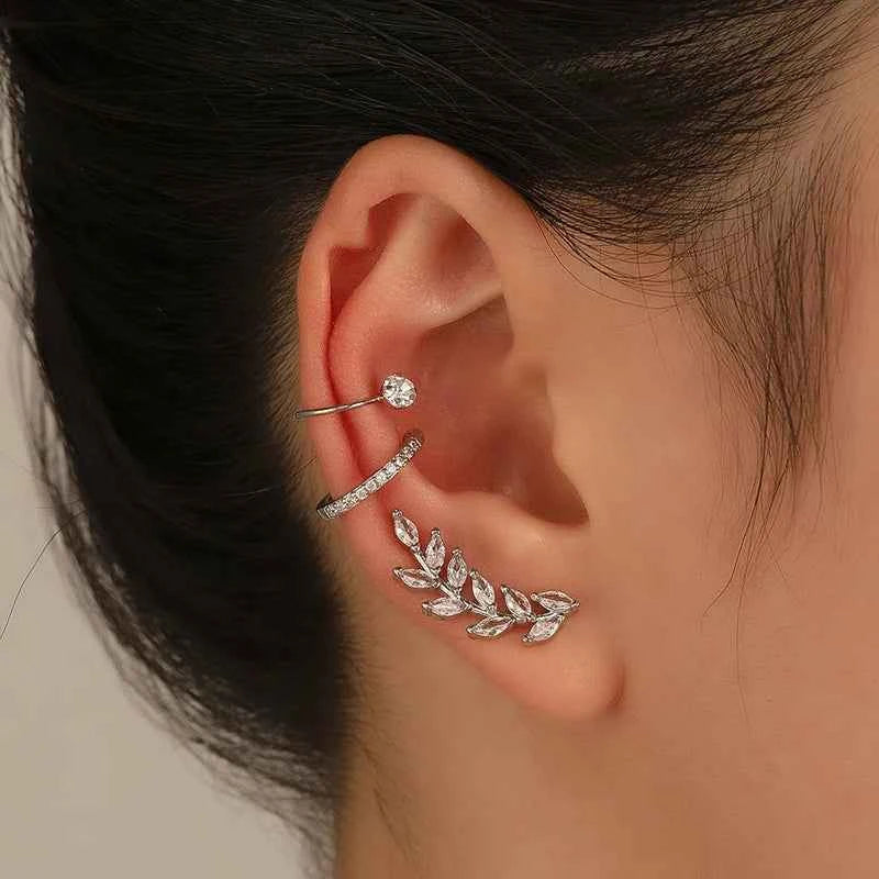 Boucles d'oreilles bohémiques sans piercing FTCY avec cristaux en rhinestones - Clip tendance pour femmes