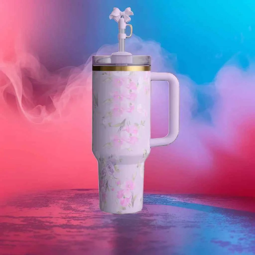 Four Colors Pretty 40 oz Tumbler Stainless Steel Vacuum Insulated Tumblers Travel Cup Coffee Mug Tumbler With Handle Logo