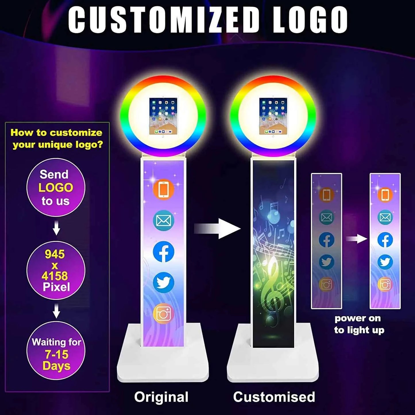 Stand Photo Booth iPad avec Lumière LED