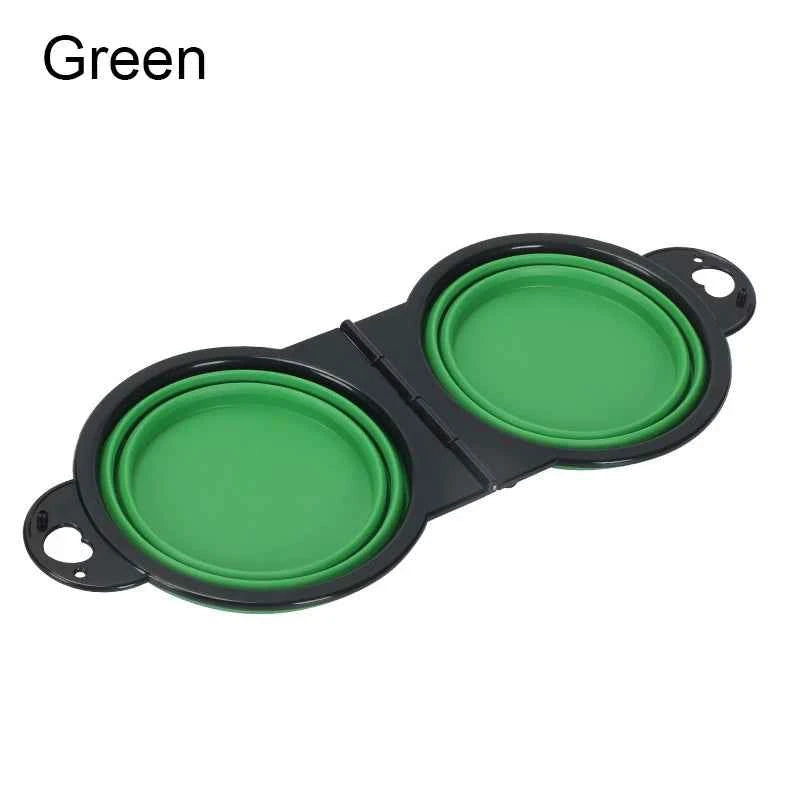 2 In 1 Dog Bowl Portable Folding Pet Double Bowl Collapsible Silicone Water Bowls for dog outdoor travel cat dog feeding bowl