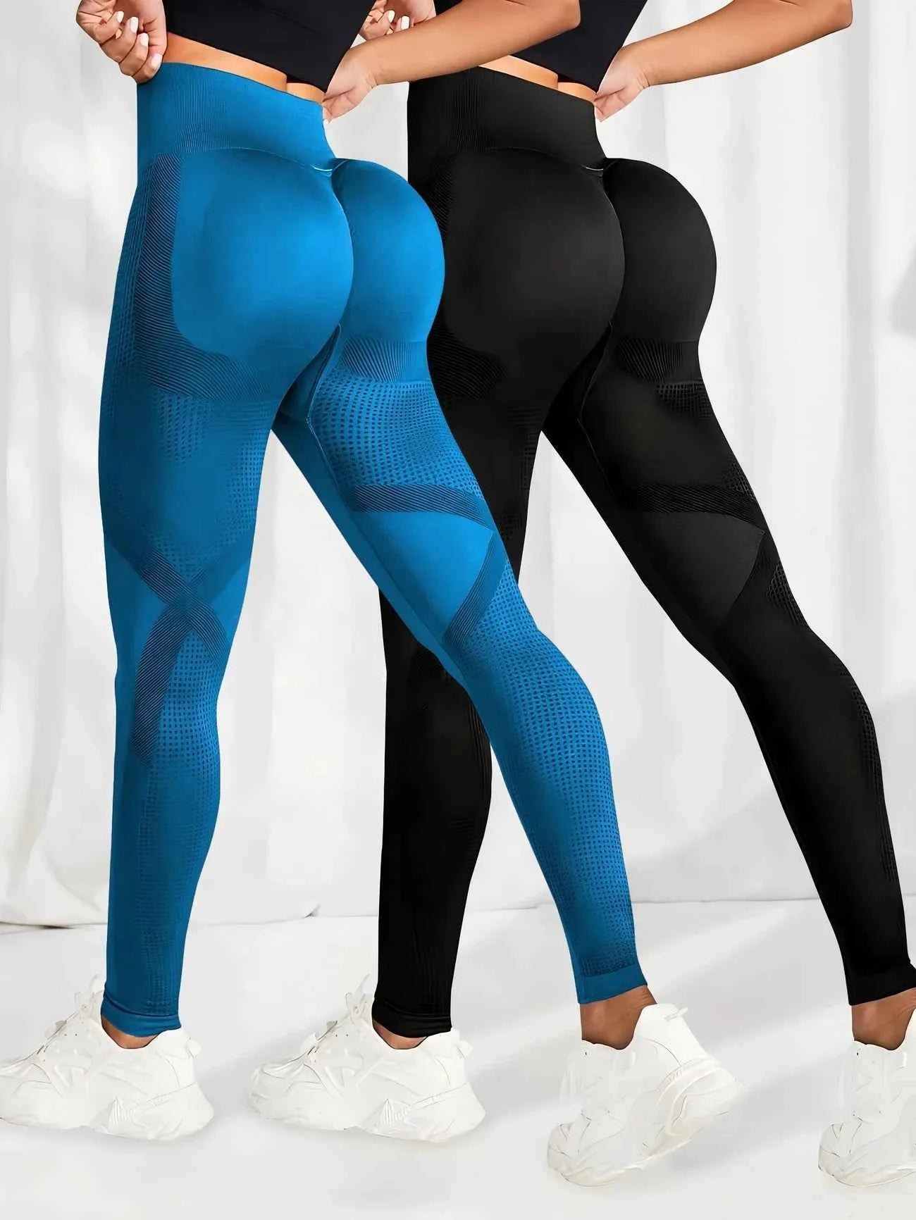 Leggings de Yoga Taille Haute Élastiques 2pcs