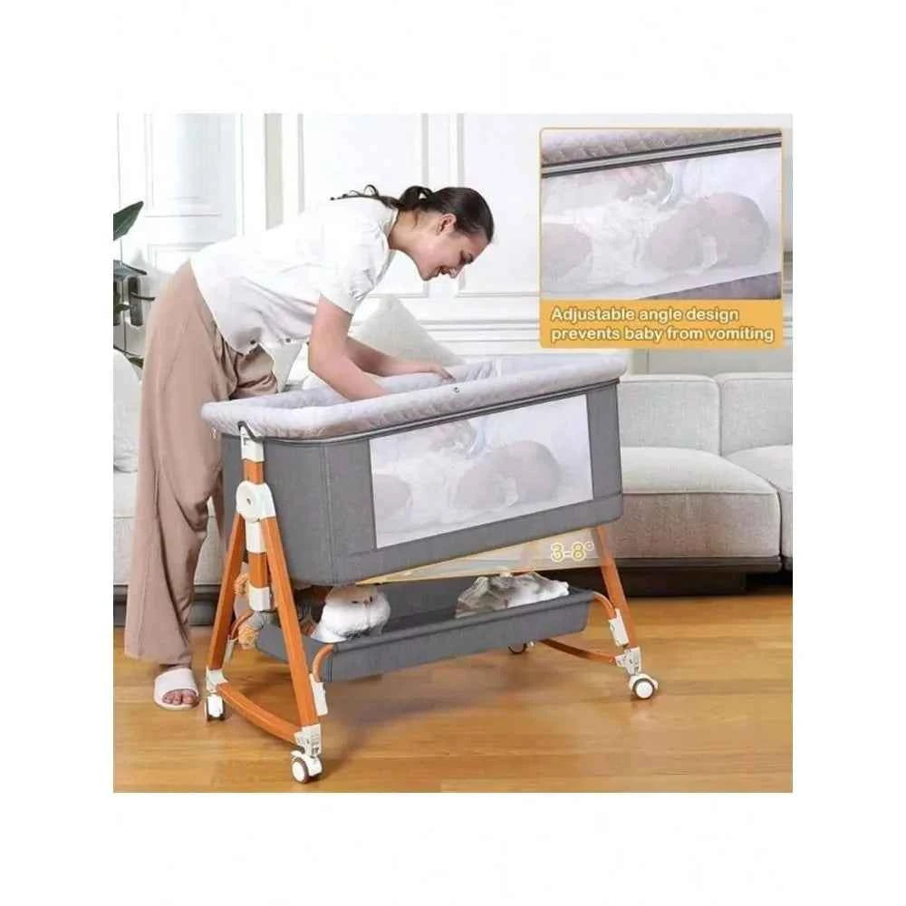 Berceau 3 en 1 pour bébé kmaier 2025, lit réglable en hauteur 6 sections, berceau portable pliable et berceau latéral - Gris clair