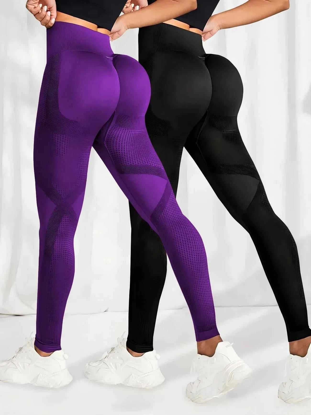 Leggings de Yoga Taille Haute Élastiques 2pcs