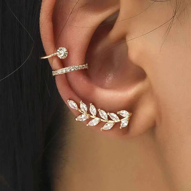 Boucles d'oreilles bohémiques sans piercing FTCY avec cristaux en rhinestones - Clip tendance pour femmes