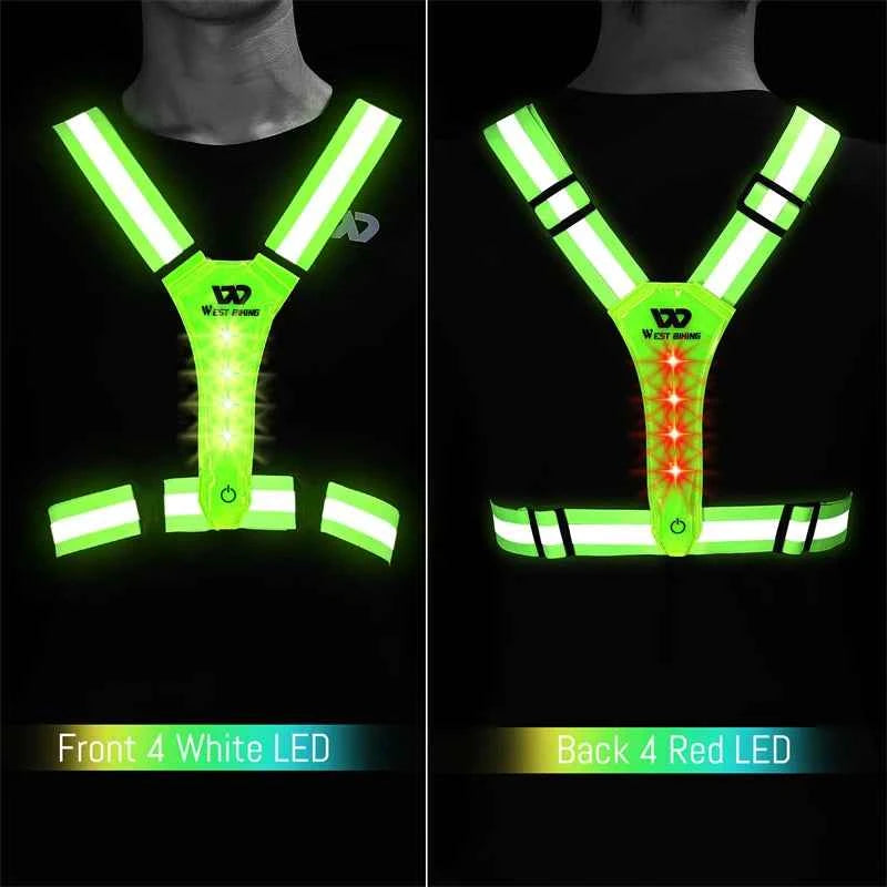 Gilet Réfléchissant LED USB pour Cyclisme Nocturne