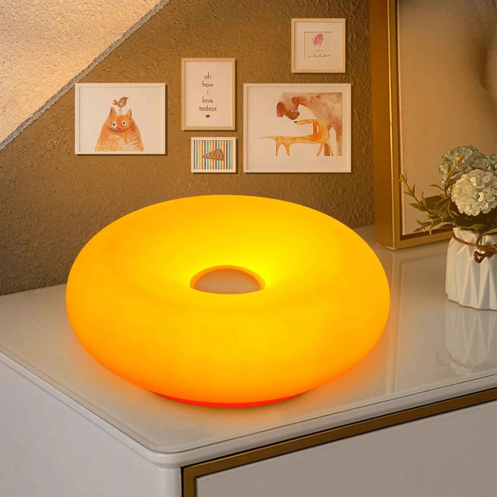 Doughnut table lamp bedroom bedside lamps Bauhaus  designed table lamp living room dining room decorative pumpkin lamp（Not glas