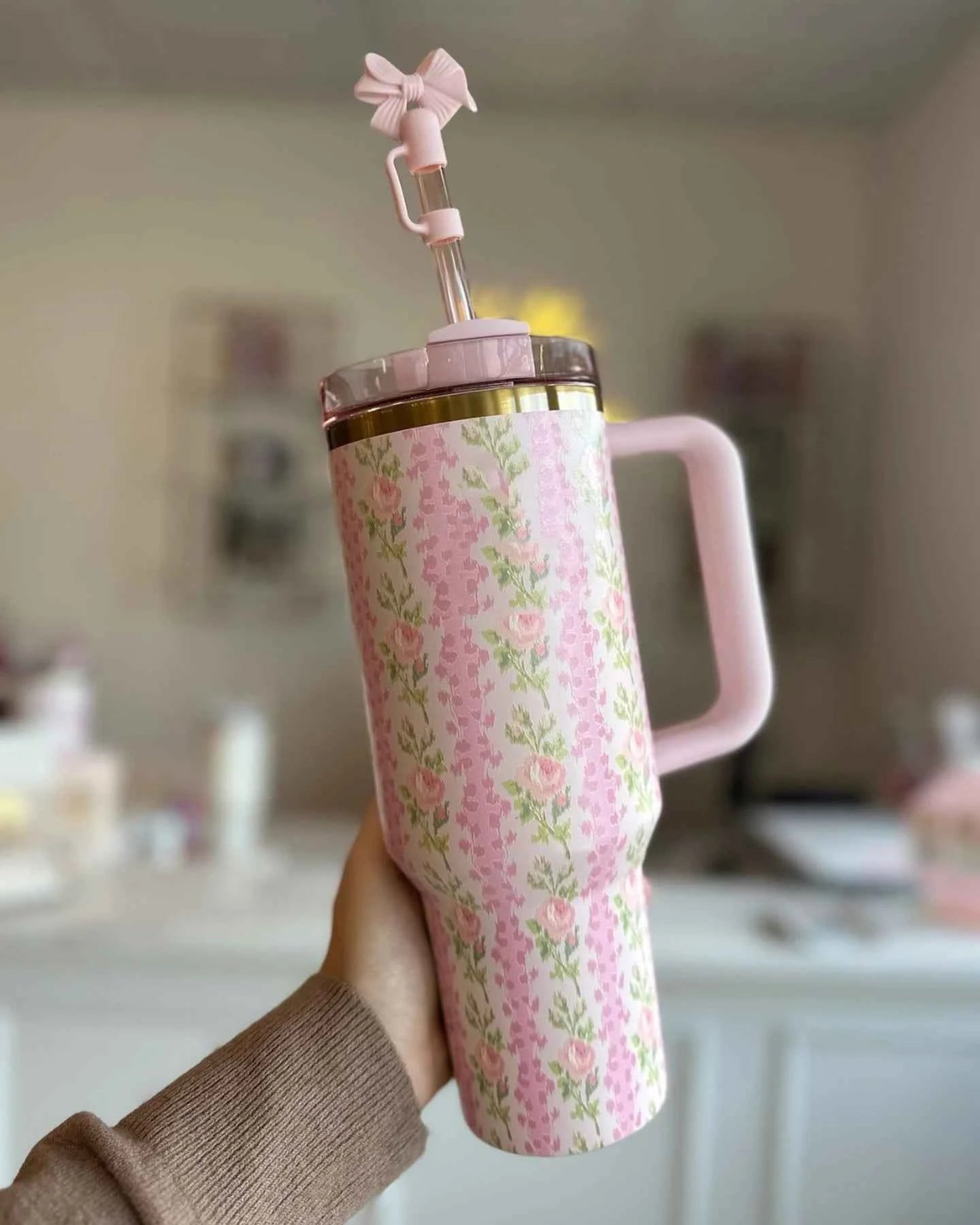 Four Colors Pretty 40 oz Tumbler Stainless Steel Vacuum Insulated Tumblers Travel Cup Coffee Mug Tumbler With Handle Logo